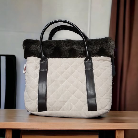 Baileys Mini Tote Faux Fur Trim Quilted - Picture 1 of 3